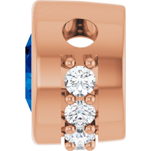 14K Rose Natural Blue Sapphire & 1/10 CTW Natural Diamond Pendant