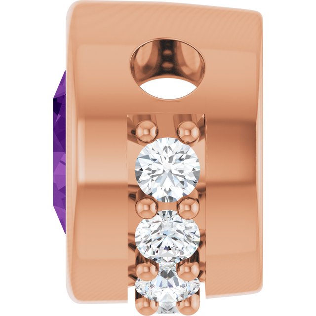 14K Rose Natural Amethyst & 1/10 CTW Natural Diamond Pendant