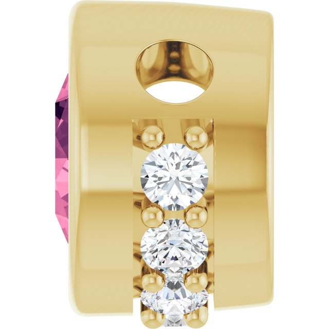 14K Yellow Natural Pink Tourmaline & 1/10 CTW Natural Diamond Pendant