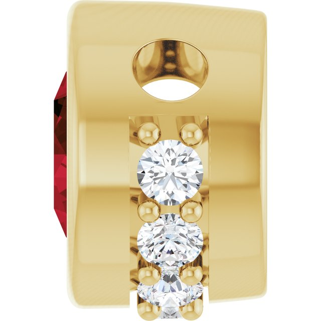 14K Yellow Natural Mozambique Garnet & 1/10 CTW Natural Diamond Pendant