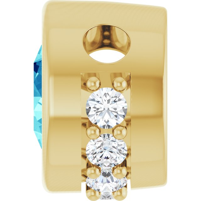 14K Yellow Natural Blue Zircon & 1/10 CTW Natural Diamond Pendant