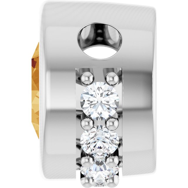 Sterling Silver Natural Citrine & 1/10 CTW Natural Diamond Pendant