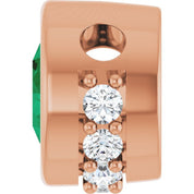 14K Rose Lab-Grown Emerald & 1/10 CTW Natural Diamond Pendant