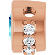 14K Rose Natural Blue Zircon & 1/10 CTW Natural Diamond Pendant