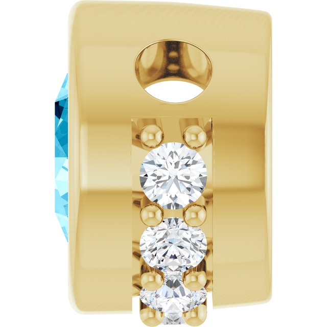 14K Yellow Natural Aquamarine & 1/10 CTW Natural Diamond Pendant