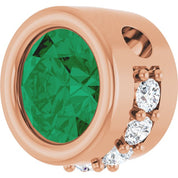 14K Rose Natural Emerald & 1/10 CTW Natural Diamond Pendant