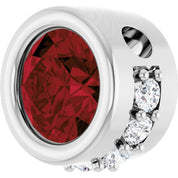 Sterling Silver Natural Mozambique Garnet & 1/10 CTW Natural Diamond Pendant