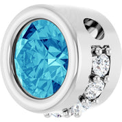 14K White Natural Blue Zircon & 1/10 CTW Natural Diamond Pendant