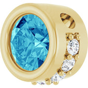 14K Yellow Natural Blue Zircon & 1/10 CTW Natural Diamond Pendant