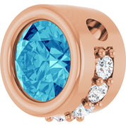 14K Rose Natural Blue Zircon & 1/10 CTW Natural Diamond Pendant