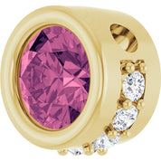 14K Yellow Natural Pink Tourmaline & 1/10 CTW Natural Diamond Pendant