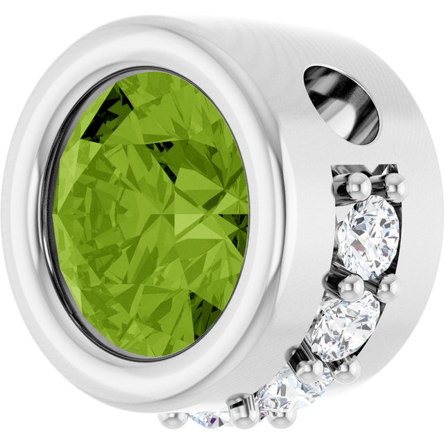 Sterling Silver Natural Peridot & 1/10 CTW Natural Diamond Pendant