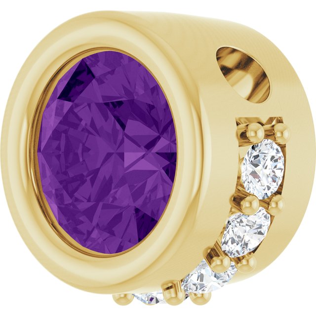 14K Yellow Natural Amethyst & 1/10 CTW Natural Diamond Pendant