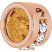 14K Rose Natural Citrine & 1/10 CTW Natural Diamond Pendant
