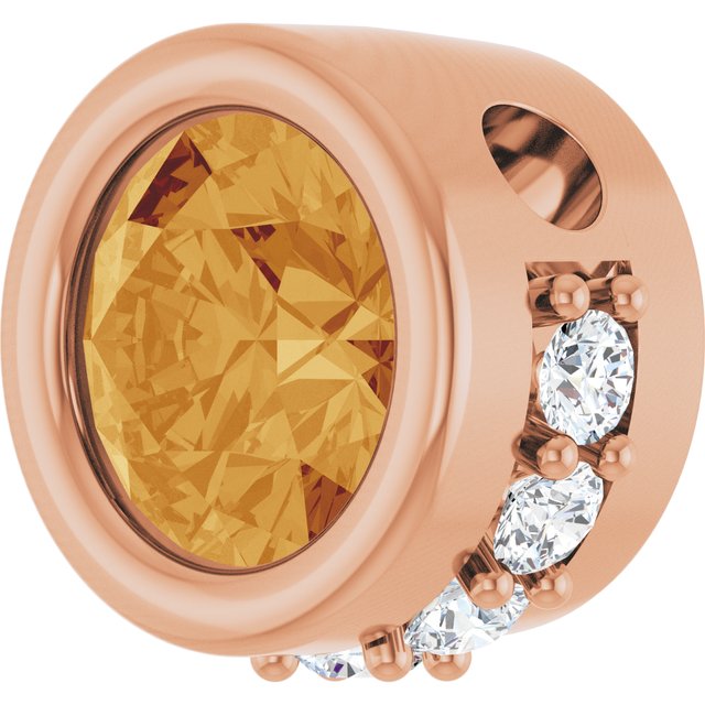 14K Rose Natural Citrine & 1/10 CTW Natural Diamond Pendant
