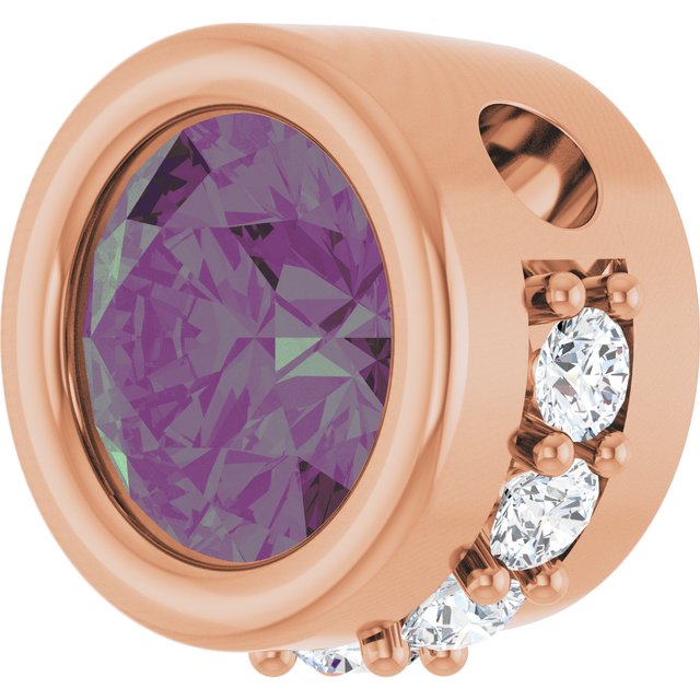 14K Rose Lab-Grown Alexandrite & 1/10 CTW Natural Diamond Pendant