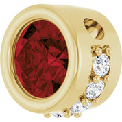 14K Yellow Natural Mozambique Garnet & 1/10 CTW Natural Diamond Pendant