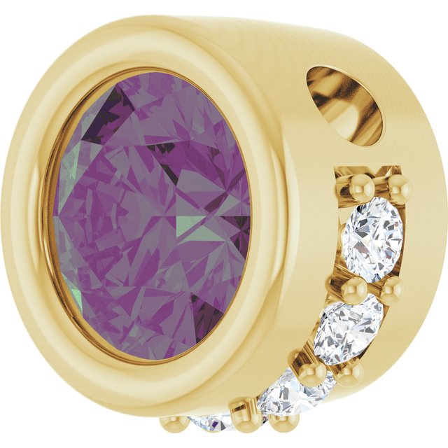 14K Yellow Lab-Grown Alexandrite & 1/10 CTW Natural Diamond Pendant