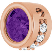 14K Rose Natural Amethyst & 1/10 CTW Natural Diamond Pendant