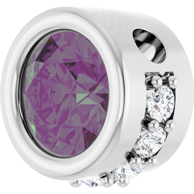 Platinum Lab-Grown Alexandrite & 1/10 CTW Natural Diamond Pendant