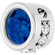 Sterling Silver Lab-Grown Blue Sapphire & 1/10 CTW Natural Diamond Pendant