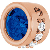 14K Rose Natural Blue Sapphire & 1/10 CTW Natural Diamond Pendant