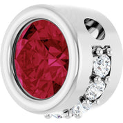 Sterling Silver Lab-Grown Ruby & 1/10 CTW Natural Diamond Pendant