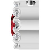 Sterling Silver Natural Mozambique Garnet & .08 CT Natural Diamond Halo-Style Pendant