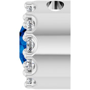 Sterling Silver Lab-Grown Blue Sapphire & .08 CT Natural Diamond Halo-Style Pendant