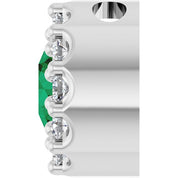 Sterling Silver Lab-Grown Emerald & .08 CT Natural Diamond Halo-Style Pendant