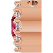 14K Rose Lab-Grown Ruby & .08 CT Natural Diamond Halo-Style Pendant