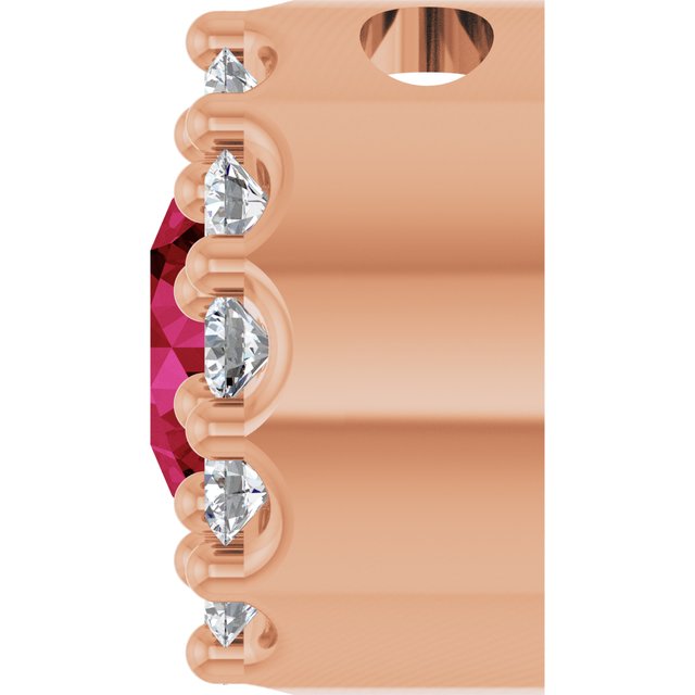 14K Rose Lab-Grown Ruby & .08 CT Natural Diamond Halo-Style Pendant