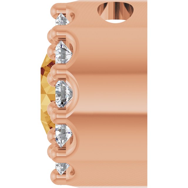 14K Rose Natural Citrine & .08 CT Natural Diamond Halo-Style Pendant