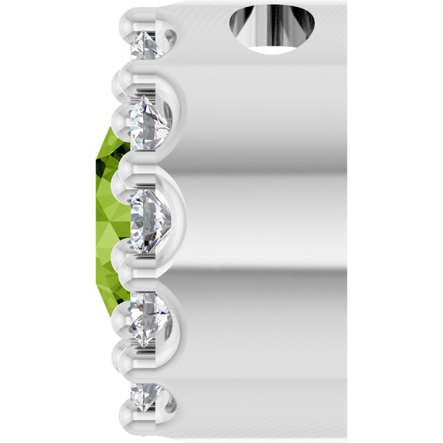 Sterling Silver Natural Peridot & .08 CT Natural Diamond Halo-Style Pendant