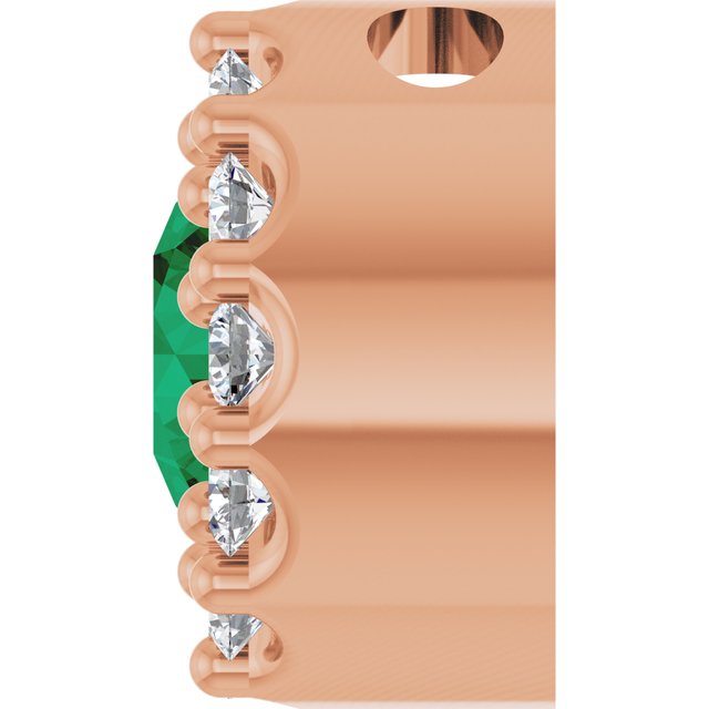 14K Rose Lab-Grown Emerald & .08 CT Natural Diamond Halo-Style Pendant