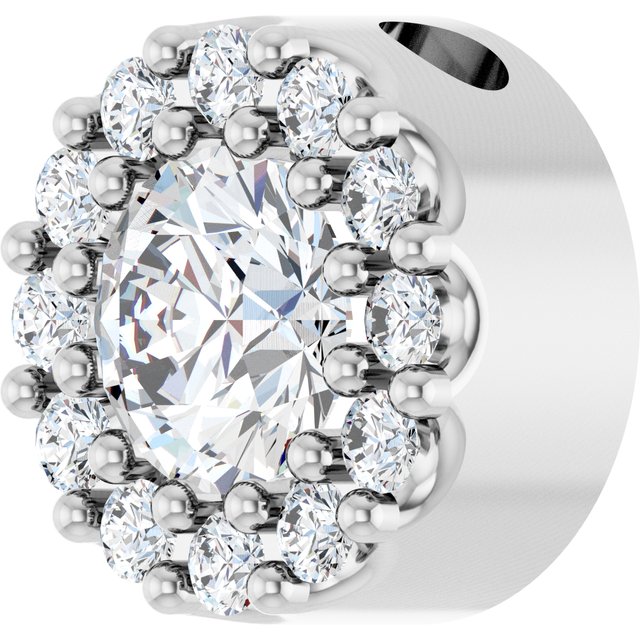 Sterling Silver Natural White Sapphire & .08 CT Natural Diamond Halo-Style Pendant