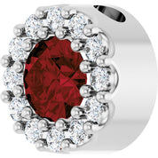 Sterling Silver Natural Mozambique Garnet & .08 CT Natural Diamond Halo-Style Pendant