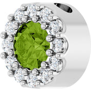 Sterling Silver Natural Peridot & .08 CT Natural Diamond Halo-Style Pendant