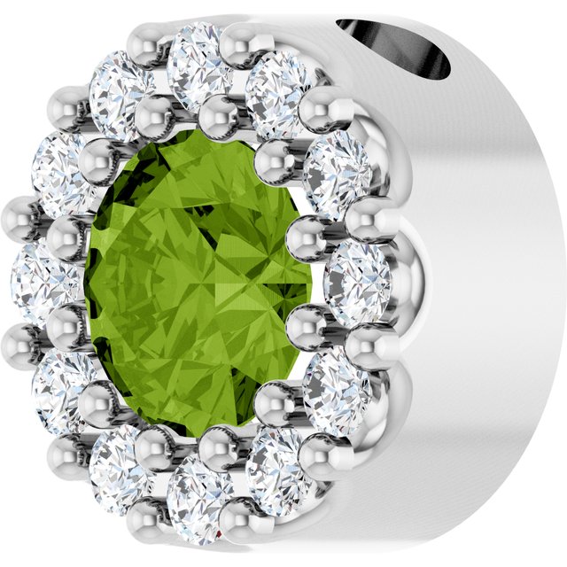 Sterling Silver Natural Peridot & .08 CT Natural Diamond Halo-Style Pendant