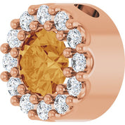 14K Rose Natural Citrine & .08 CT Natural Diamond Halo-Style Pendant