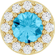 14K Yellow Natural Aquamarine & .08 CT Natural Diamond Halo-Style Pendant