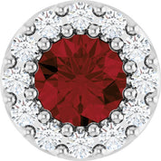 Sterling Silver Natural Mozambique Garnet & .08 CT Natural Diamond Halo-Style Pendant