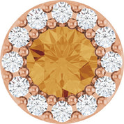 14K Rose Natural Citrine & .08 CT Natural Diamond Halo-Style Pendant