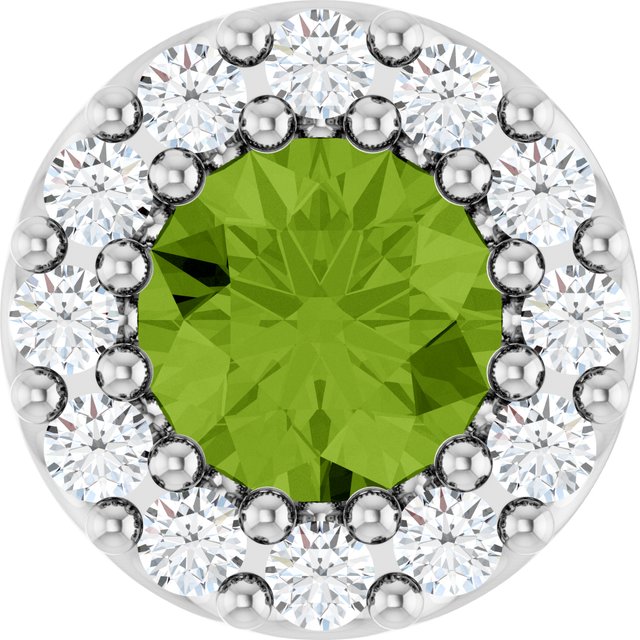 Sterling Silver Natural Peridot & .08 CT Natural Diamond Halo-Style Pendant