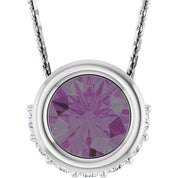 14K White Lab-Grown Alexandrite & 1/10 CTW Natural Diamond 18" Necklace