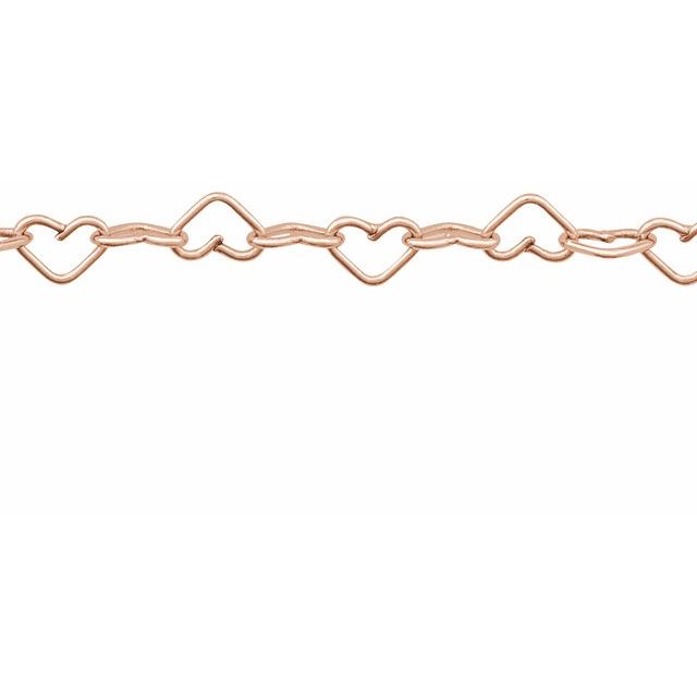 14K Rose Recycled Metal 3.2 mm Heart Chain by the Inch