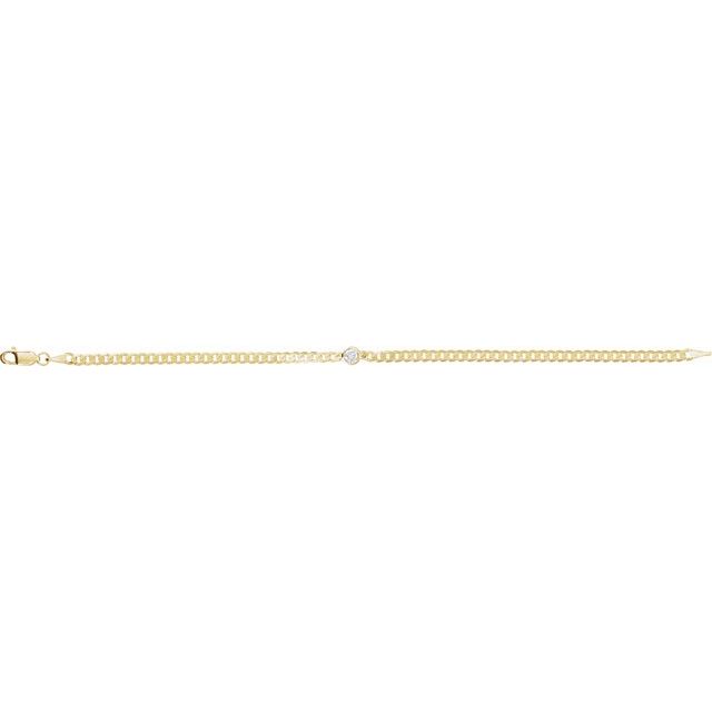 14K Yellow 1/5 CT Natural Diamond Link 7" Bracelet