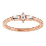 14K Rose 1/6 CTW Natural Diamond Semi-Set Stackable Ring