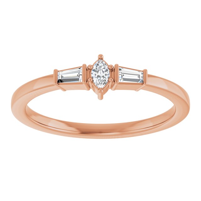 14K Rose 1/6 CTW Natural Diamond Semi-Set Stackable Ring