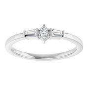 Sterling Silver 1/6 CTW Natural Diamond Semi-Set Stackable Ring